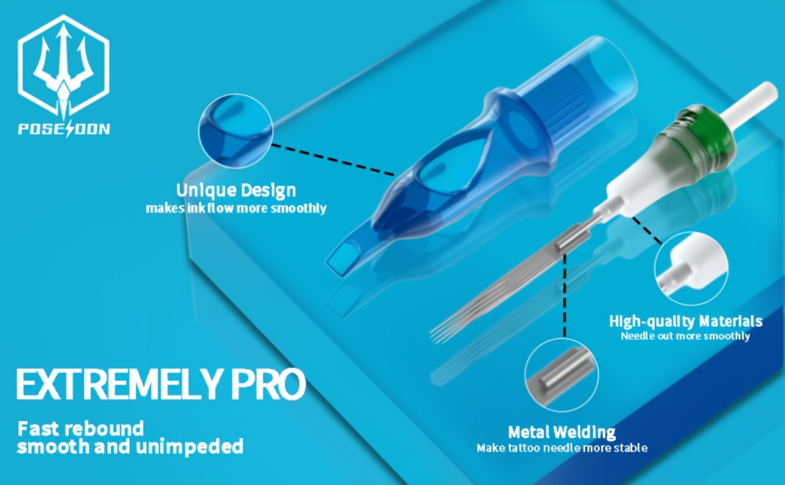 POSEIDON V3 Tattoo Cartridge Needles 50pcs Mixed Size Steriled Needles With Membrane Safety Cartridges-1203RL, 1205RL, 1207RL, 1209RL, 1207RM, 1209RM, 1205RS, 1207RS, 1209RS, 1207M1