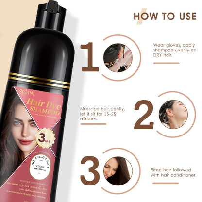 Hair Color Dyeing Shampoo 3-in-1 — Plant Squalane & Glycerin Formula | Colors, Conditions & Cleanses in One Wash | 10 Shades | Easy At-Home Hair Coloring
