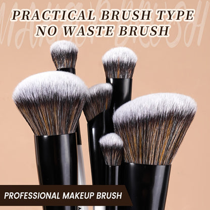 Makeup Brush Set 10PCS Double-Ended Blush & Eyeshadow Brushes with Cosmetic Bag - Soft Nylon Bristles Dual-Ended Professional Face Brush Kit for Beginners & Pros