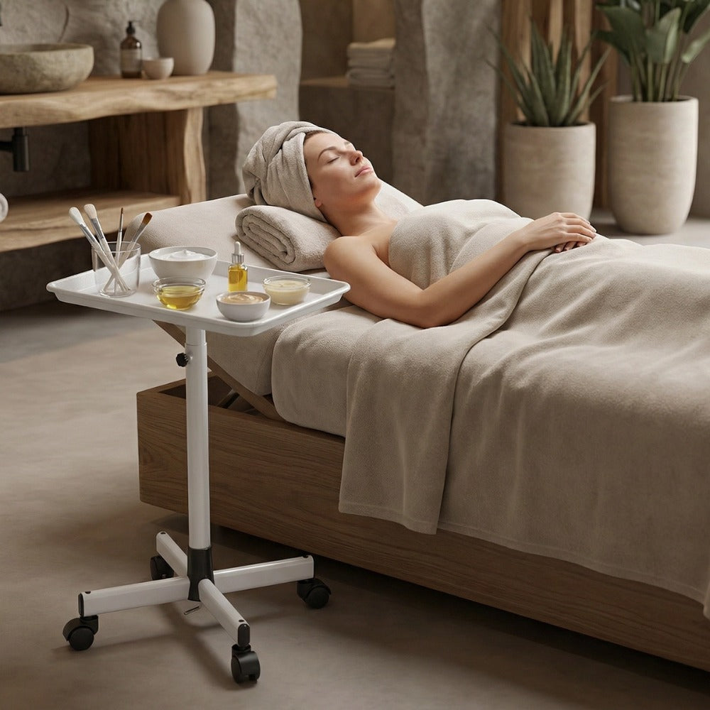 30'' - 42'' Height Adjustable Premium Salon Tray on Wheels, Salon Rolling Tray Trolley