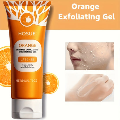 Orange Exfoliating Gel Face & Body Brightening Radiance Booster Gentle Hypoallergenic Exfoliant for All Skin Types Daily Glow Skin Care 50g