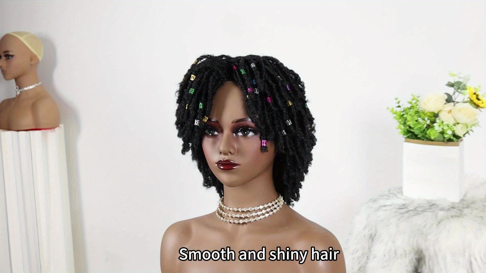 Dreadlock Braided Wigs with Headband Synthetic Goddess Faux Locs Hair Wig with Curly Ends Freetress Twist Crochet Hair Wigs for And Men Wigs Heat Resistant Fiber for Daily Party Use(1B, Dreadlock Wig)