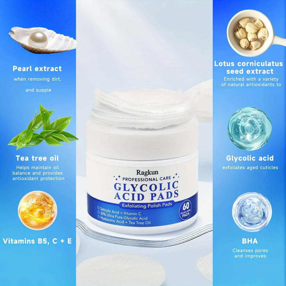 Exfoliating Face Pads 60 Counts Toner Pads with Vitamin C And Tea Tree Oil, Deep Cleanse, Reduce Dark Spots And Brighten Skin