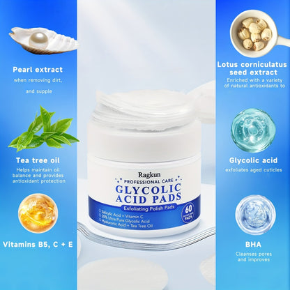 Exfoliating Face Pads Toner Pads with Vitamin C & Tea Tree Oil - 60 Count Deep Cleansing Dark Spot Reducing Brightening Facial Pads for All Skin Types Blue