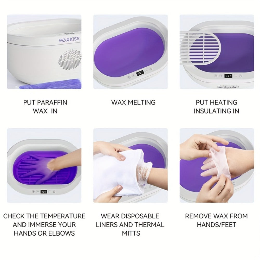 WAXKISS 101.44oz Hand And Foot Paraffin Wax Machine Paraffin Beauty Wax Warmer Kit Large Capacity Hand And Foot Care Paraffin Relax Set for Home Use Suitable for Hands Feet Elbows