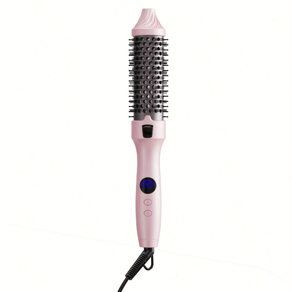 Thermal Air Brush, Straight & Curling 2-in-1 Blowout & Natural Curls, Negative Ion Tech for Frizz-Free, Temp Control & Lightweight for Travel/Gift