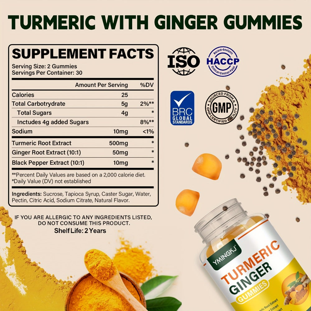 1 Bottle Containing 60pcs High Quality Turmeric Gummies It Contains High Quality Turmeric Black Pepper And Mint It Is A Turmeric Supplement with High Absorption Beneficial for Health