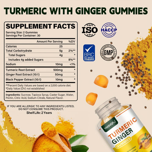 1 Bottle Containing 60pcs High Quality Turmeric Gummies It Contains High Quality Turmeric Black Pepper And Mint It Is A Turmeric Supplement with High Absorption Beneficial for Health