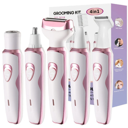 Electric Hair Remover Set for Women USB Rechargeable Multifunctional Facial Hair Removal Tool for Eyebrows Nose Face Legs Portable Painless Lady Trimmer Gift Set Pink Purple