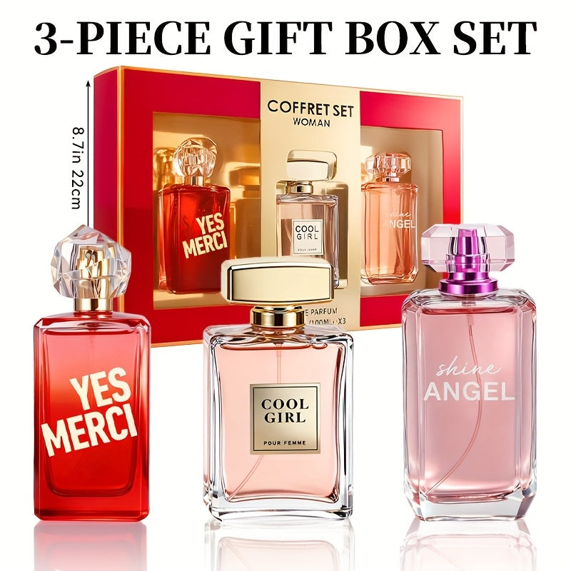 Women's Eau De Parfuma Spray Box, Long Lasting Fragrance, 3 Different Flavor, Perfect for Holiday Gifts, Dating, Daily Life, Parties, 3.4fl.oz/bottle, Perfect for Dating, Daily Life, Parties