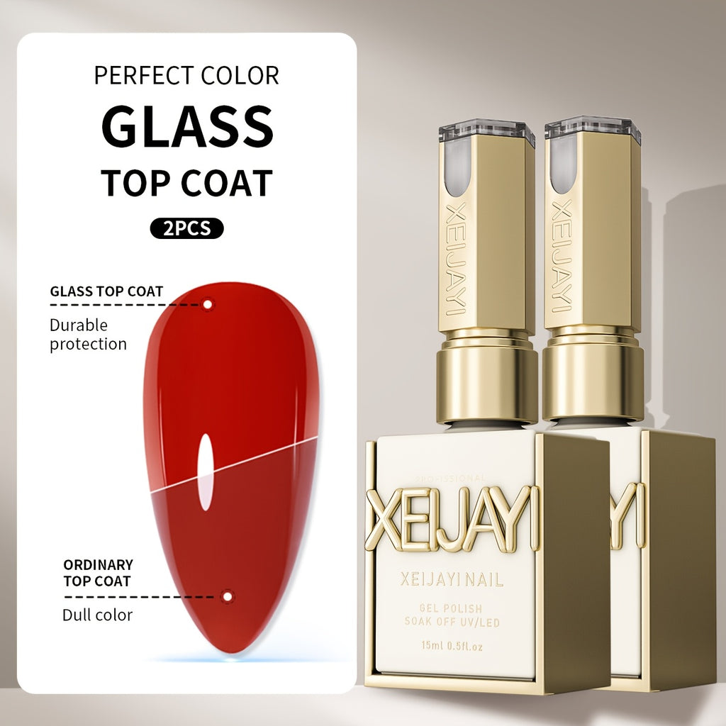 XEIJAYI Electroplated Bottle Glass Sealing2pcs - Nail Functional Gel With Ultra-Bright, Long-Lasting, Wear-Resistant, And Anti-Fouling Properties That Leave The Nails Intact Without Damaging Them, Nail Protector | Sleek Bottle Design |