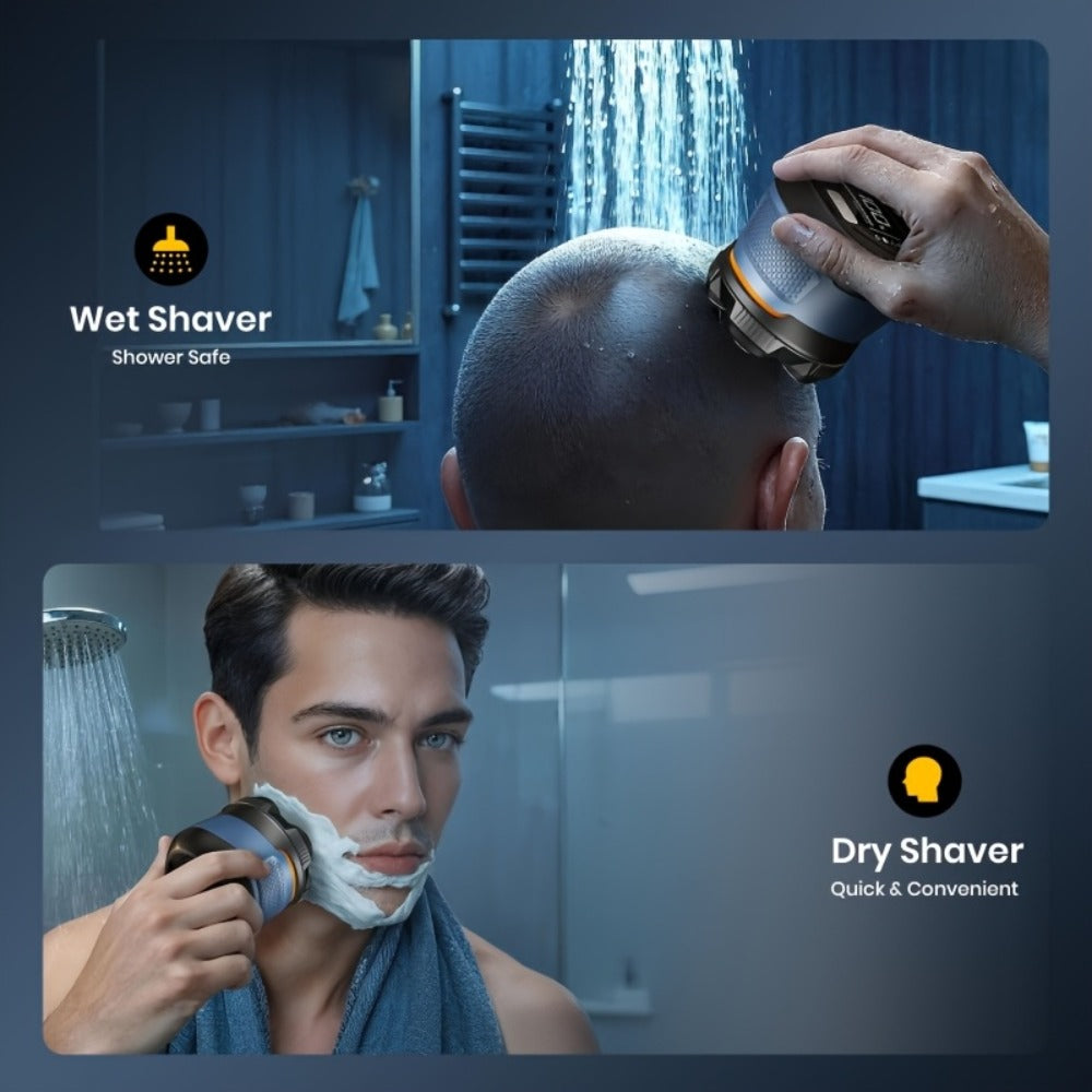 Magnetic 6D Rotary Shaver | Rechargeable Clipper for Bald Heads, Facial Beard Trimmer, IPX7 Waterproof, Quiet Motor, Magnetic Blade Hair Clipper Set | Ideal Gift for Boyfriend, Father's Day Gift