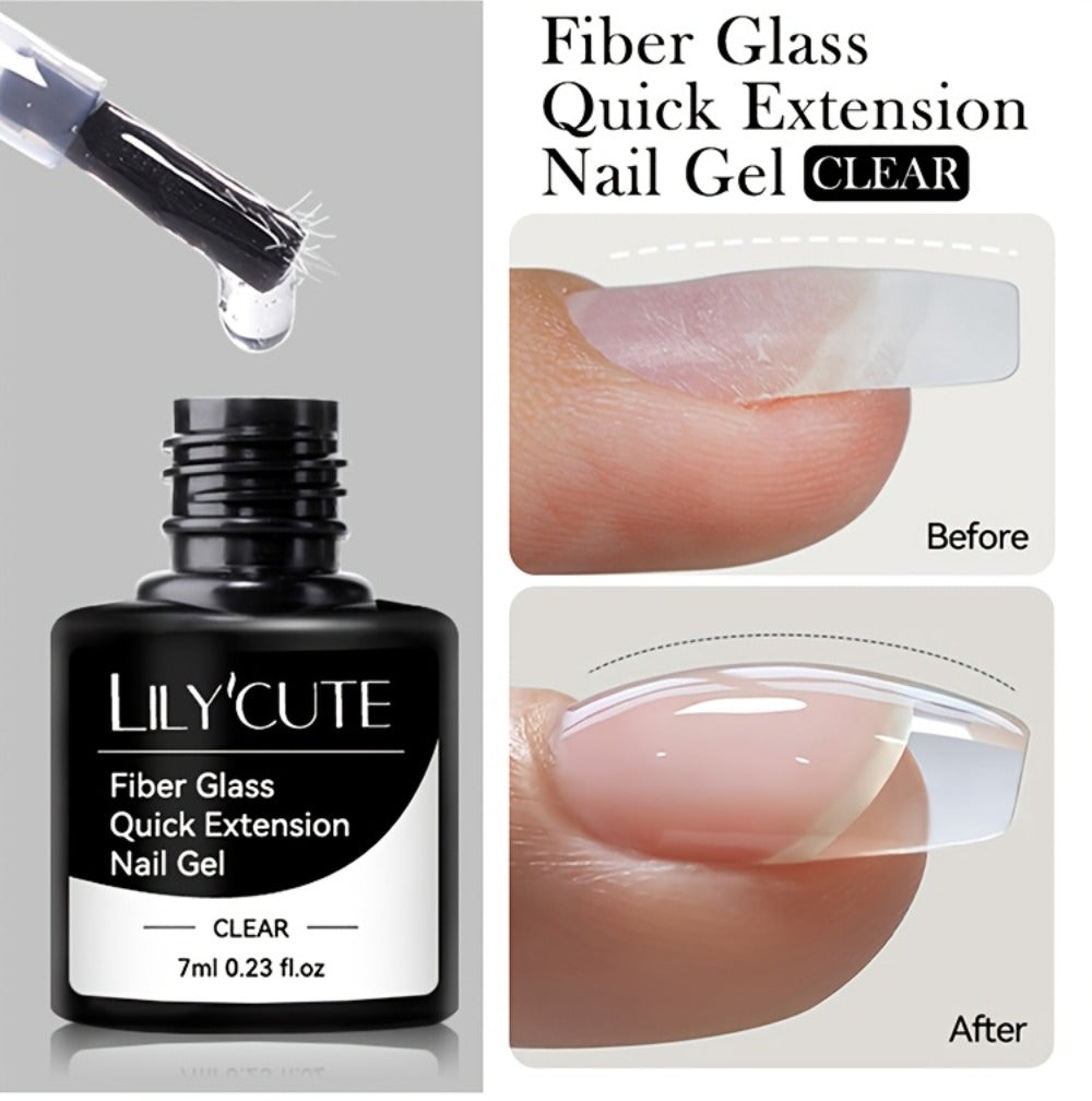 LILYCUTE 0.24oz 3pcs Fiber Glass Construction Gel Nail Polish for Nail Extension Broken Nail Repaired Fiberglass Clear Gel Varnishes