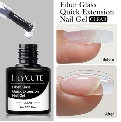 Fiberglass Construction Gel Nail Polish 3pcs - Clear Fiber Glass Gel for Nail Extension & Broken Nail Repair, UV LED Soak-Off Builder Gel Varnish