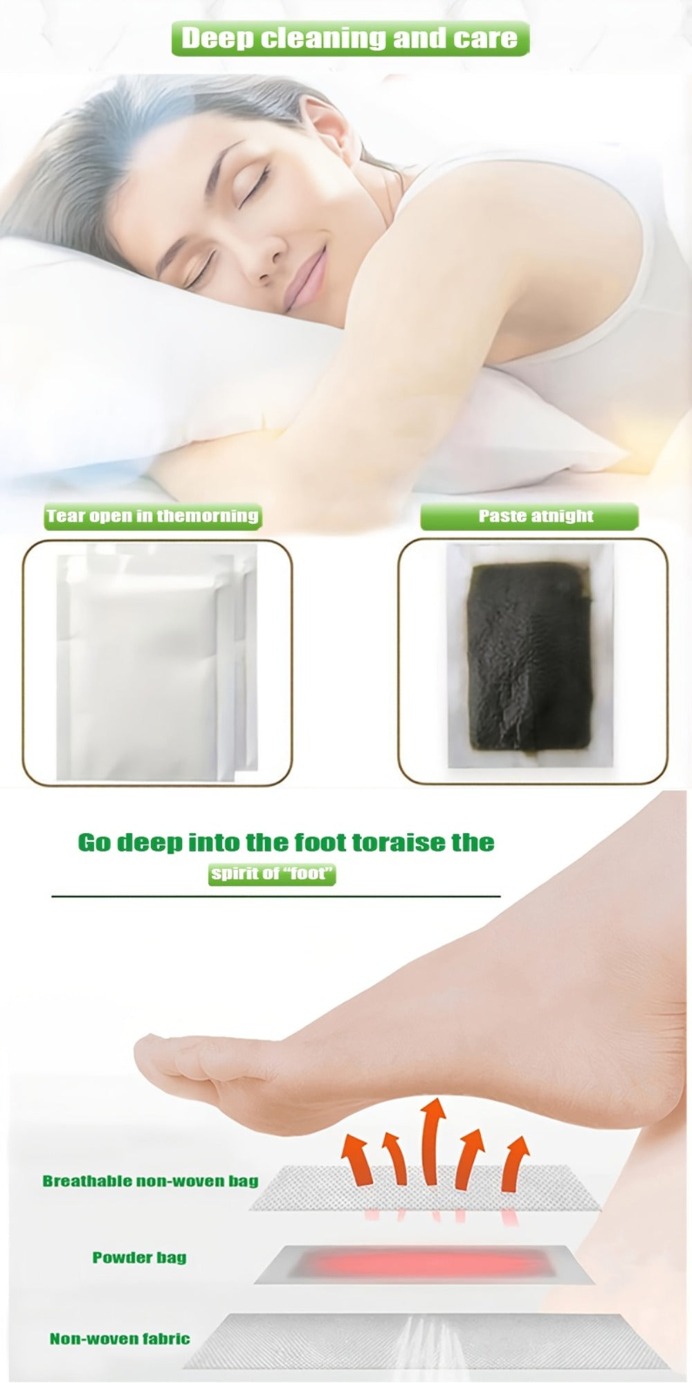 Foot Patches Detox Bamboo Vinegar Ginger Lavender Natural Plant Ingredients Deep Cleansing Moisturizing Foot Pads Massage Relaxing Foot Care Home Portable Health