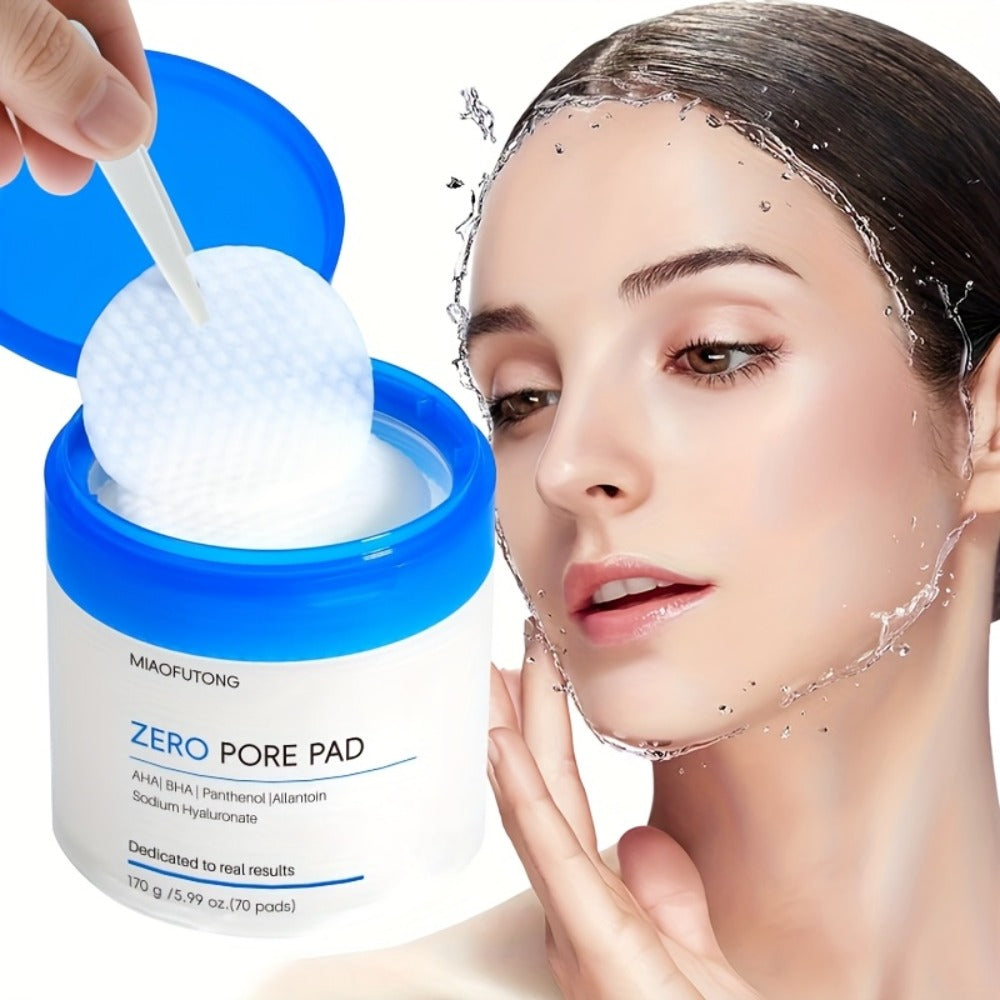 Deep Cleansing Exfoliating Essence, Zero Pore Patch -70PADS, Double Texture, Daily Physical Exfoliation || Moisturizing Wipes with Hyaluronic Acid Scrub Pad, Rose Water+camellia Moisturizing, Moisturizing Cleansing Pad Suitable for All Skin Types