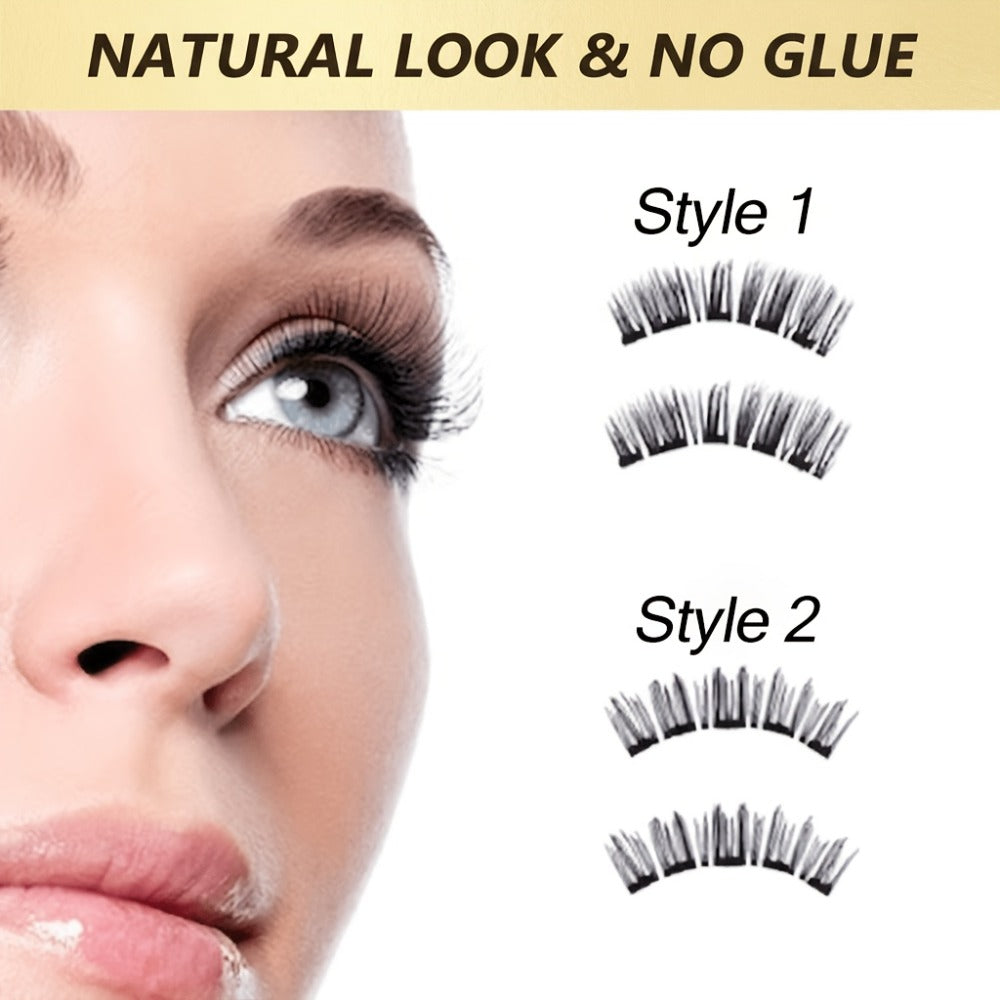 8pcs Magnetic False Eyelashes Set, Natural Makeup Effect, No Glue Needed, Reusable Double Magnetic Lashes with Applicator, Suitable for Parties, Travel, Daily Use, Includes Tweezers, Gift for Mom