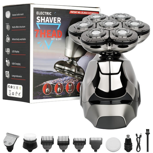 Rotary Shaver for Men 8D Wet Dry Electric Head Shaver IPX5 Waterproof LED Digital Display Beard Nose Hair Trimmer Multi-Function Kit WK5810 ZN6100 Replacement Blades