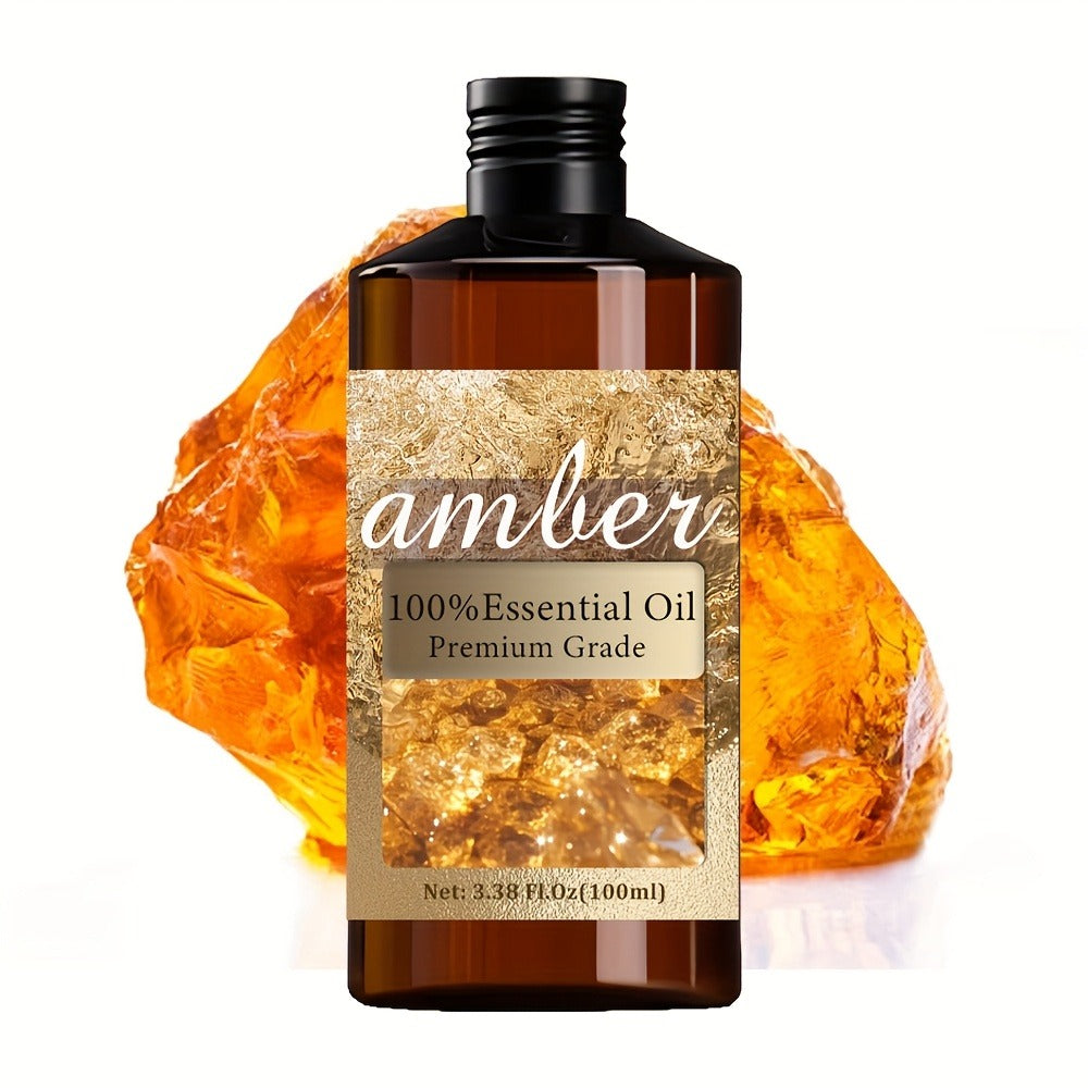 Amber Essential Oil - Highly Refined, 100% Pure Essential Oil - Hydrating, Long-Lasting Fragrance, Ideal for Skin, Hair, Nail, Bathing, Unisex - Massage Oil