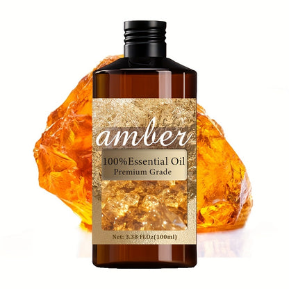 Amber Essential Oil 3.38oz 100% Pure Highly Refined - Hydrating Long-Lasting Fragrance for Skin Hair Nail Bath Massage Aromatherapy Unisex Body Oil Gift