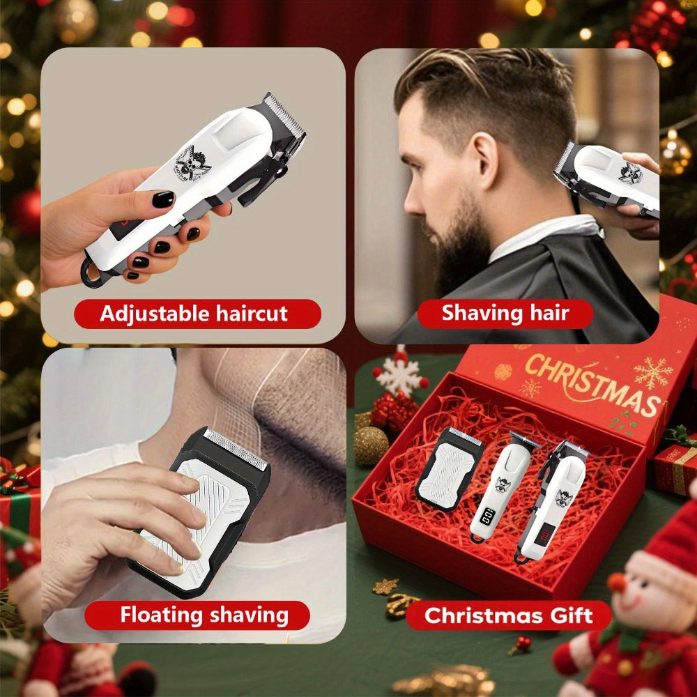 [Christmas Gift] 2pcs/3pcs USB Rechargeable Cordless Professional Hair Clipper Electric Shaver Set With LED Display Suitable For Home Travel Christmas Gift