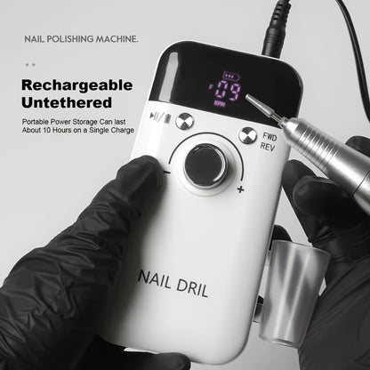 Electric Nail Drill Machine 45000RPM with LCD Display – Rechargeable Low Noise Nail File for Gel Polish Removal, Acrylic Nails & Nail Polishing | Professional Nail Drill for Home & Salon Use
