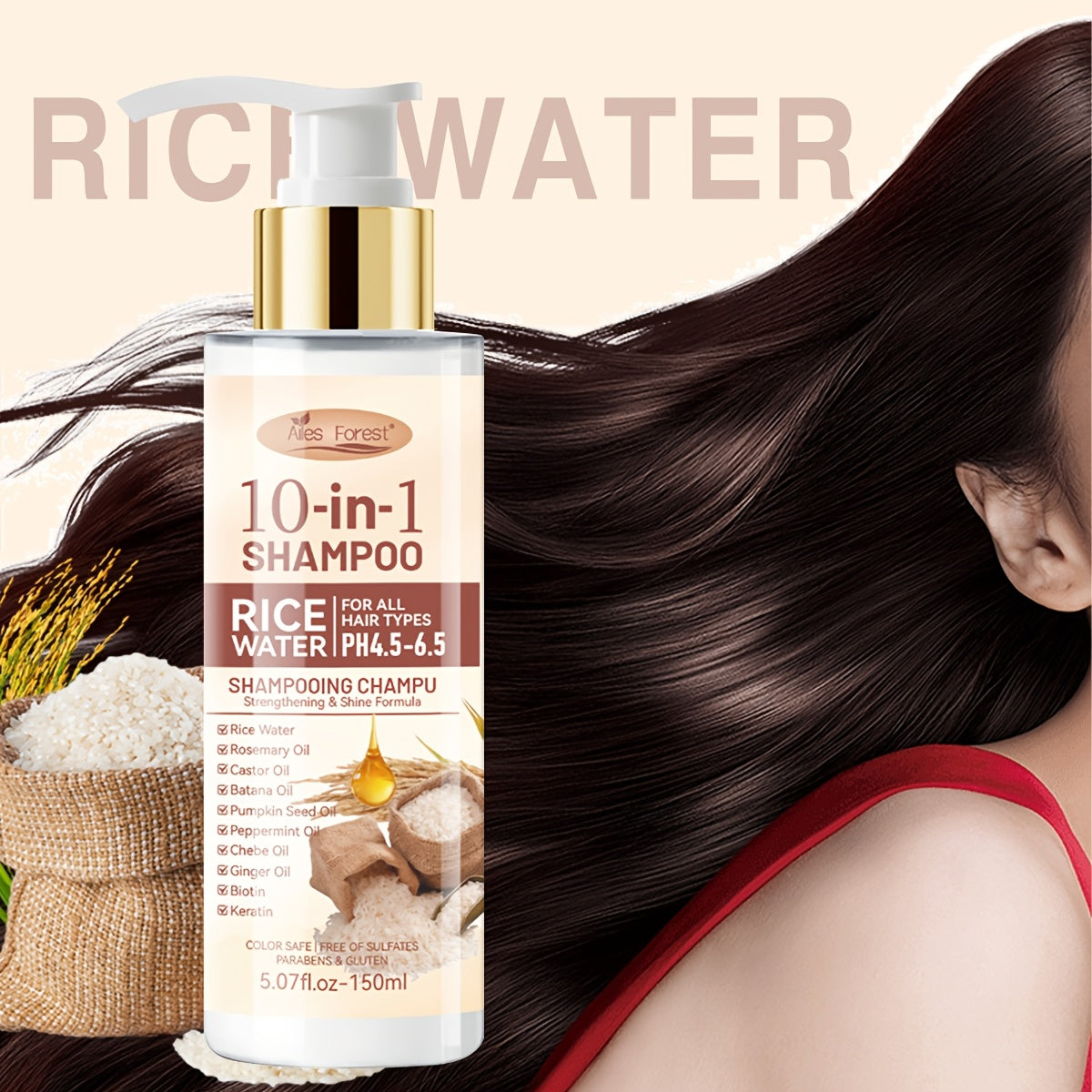 2pcs Set [For Thicker-Looking Hair] 15-Day Fermented Rice Water Shampoo And Conditioner. 10-In-1 Multi-Effect Hair Care: Volumizing, Anti-Frizz, Heat Protection. Deep Cleansing And Repairs Damaged Hair. Long-Lasting Fragrance. Best Gift Choice