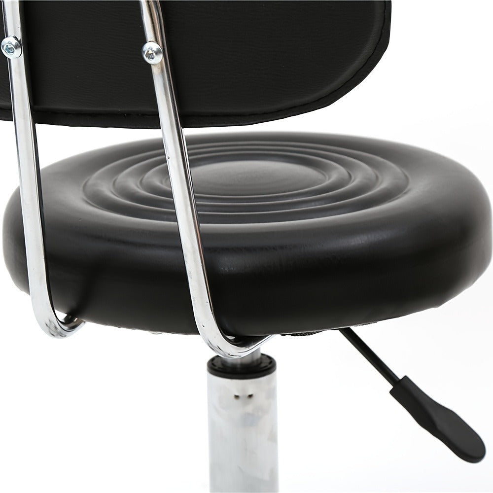 Round Shape Adjustable Salon Stool with Back And Line Black
