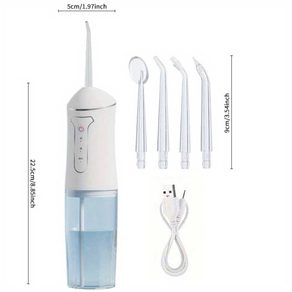 Portable USB Rechargeable Water Flosser with Smart Chip - Stylish Black Electric Orthodontic Appliance Suitable for Healthy Gums, Including 4 Nozzles And Orthodontic Nozzles, 3 Cleaning Modes, Essential for Travel, Valentine'S Day Gift