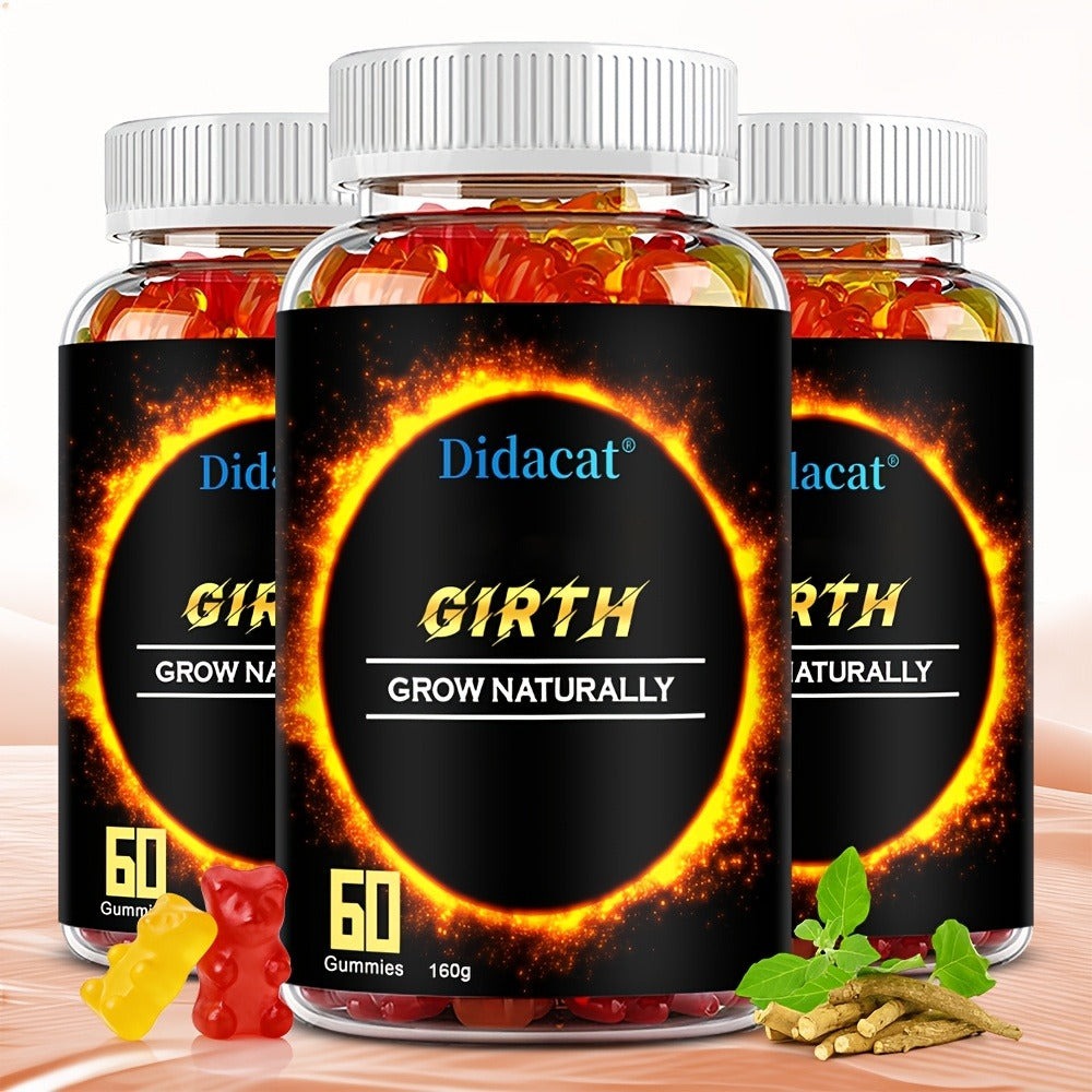 Option: 60 Gummies Or 60 Gummies*3-GIRTH Gummies-Men's Supplement-with Ashwagandha-Holistic Wellness Support-60 Gummies