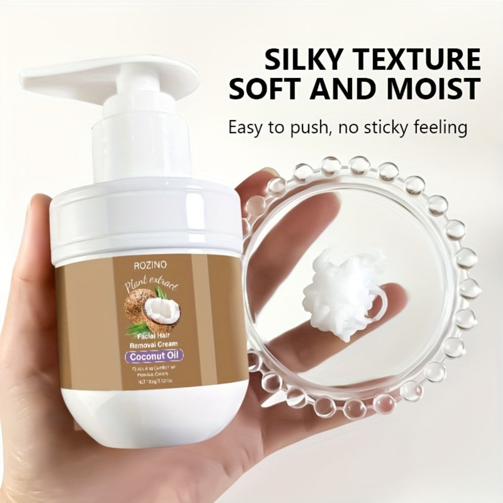 Set of 2 Coconut Oil Facial Hair Removal Creams, Formulated with Natural Components, Effectively Unwanted Facial Hair, Deeply Hydrates The Skin, Minimizes Irritation And Discomfort