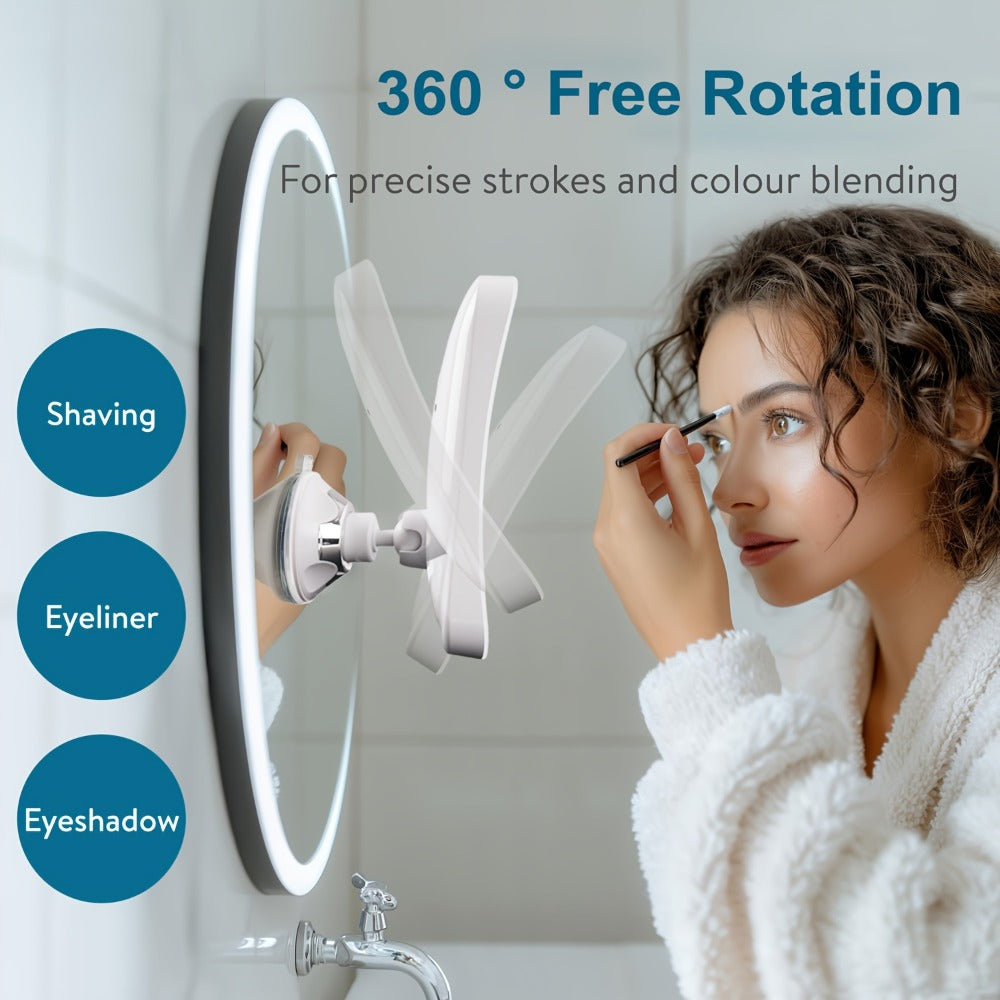 2000mAh Rechargeable 25X Magnifying Mirror with Light, Suction Cup, Locking Suction Mount, Travel Magnifying Mirror with 360° Adjustable, Travel Makeup Mirror with Dimmable Touch & 3 LED Light Settings, Valentine's Day Gifts, Weddings, Birthday Gift