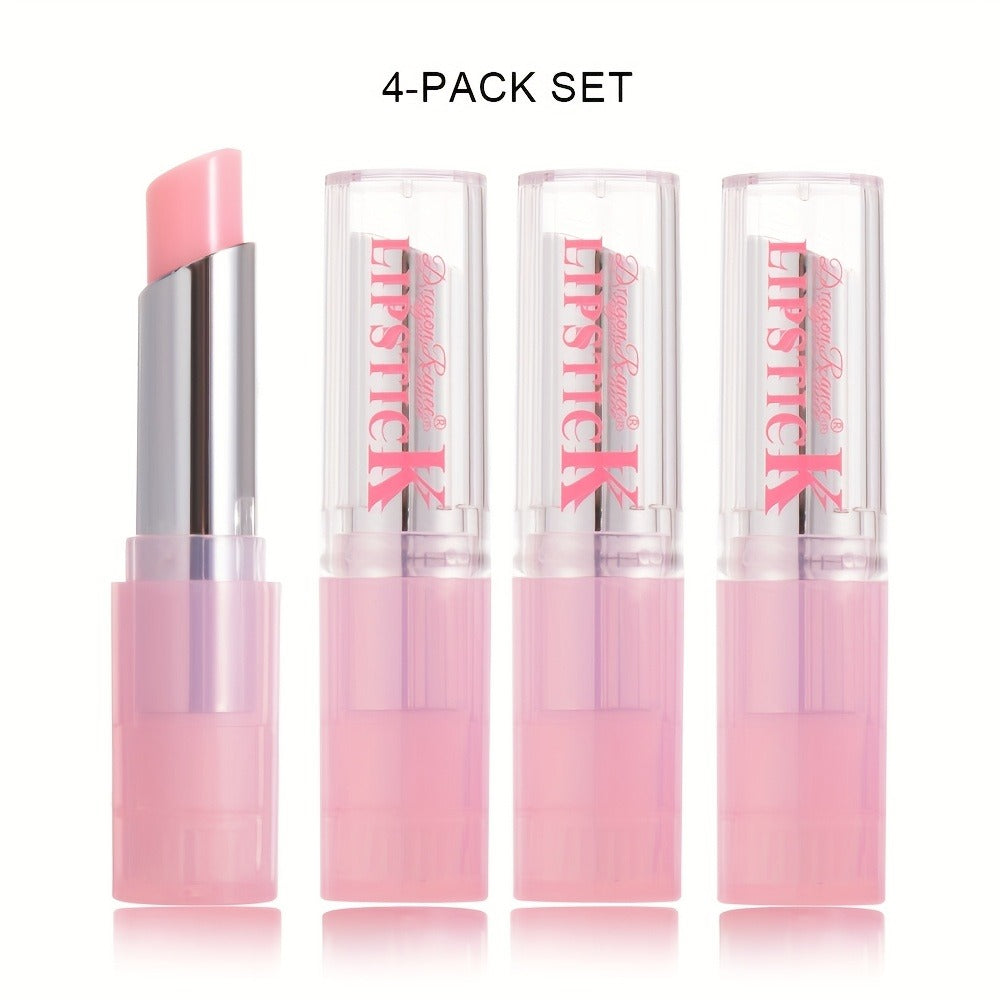 Color Changing Lip Balm Set 4Pcs Long-Lasting Moisturizing Hydrating Smudge-Proof Waterproof Temperature Sensitive Tinted Lip Balm Nourishing Lipstick for Women