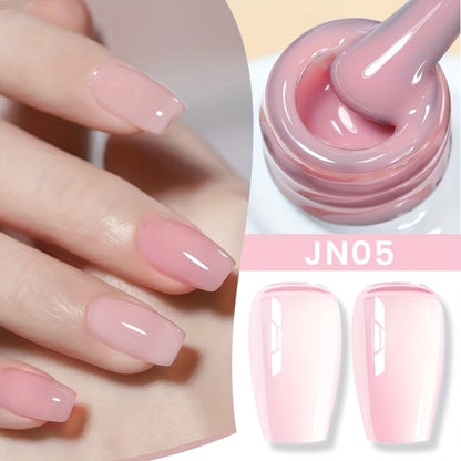 Nude Jelly Gel Nail Polish 10ml Skin Tone Transparent Finish – Semi-Permanent Soak-Off UV LED 30-Day Wear, Jade Nail Art Minimalist Natural Look for Women, Shades JN05 JN68 JN75 JN76