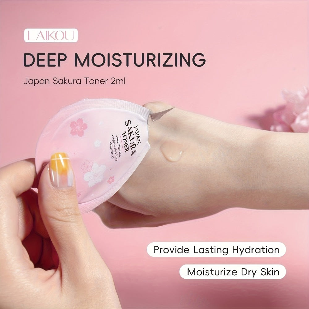 50pcs Sakura Skincare Set | 10 Packs Each of Sakura Mud Mask, Sleeping Mask, Peach Scent Body Cleansing Scrub, Nutritional Lip Mask, Sakura Moisturizing Toner | Gentle Cleansing, Moisturizing, Easy to Travel, Suitable for All Skin Types