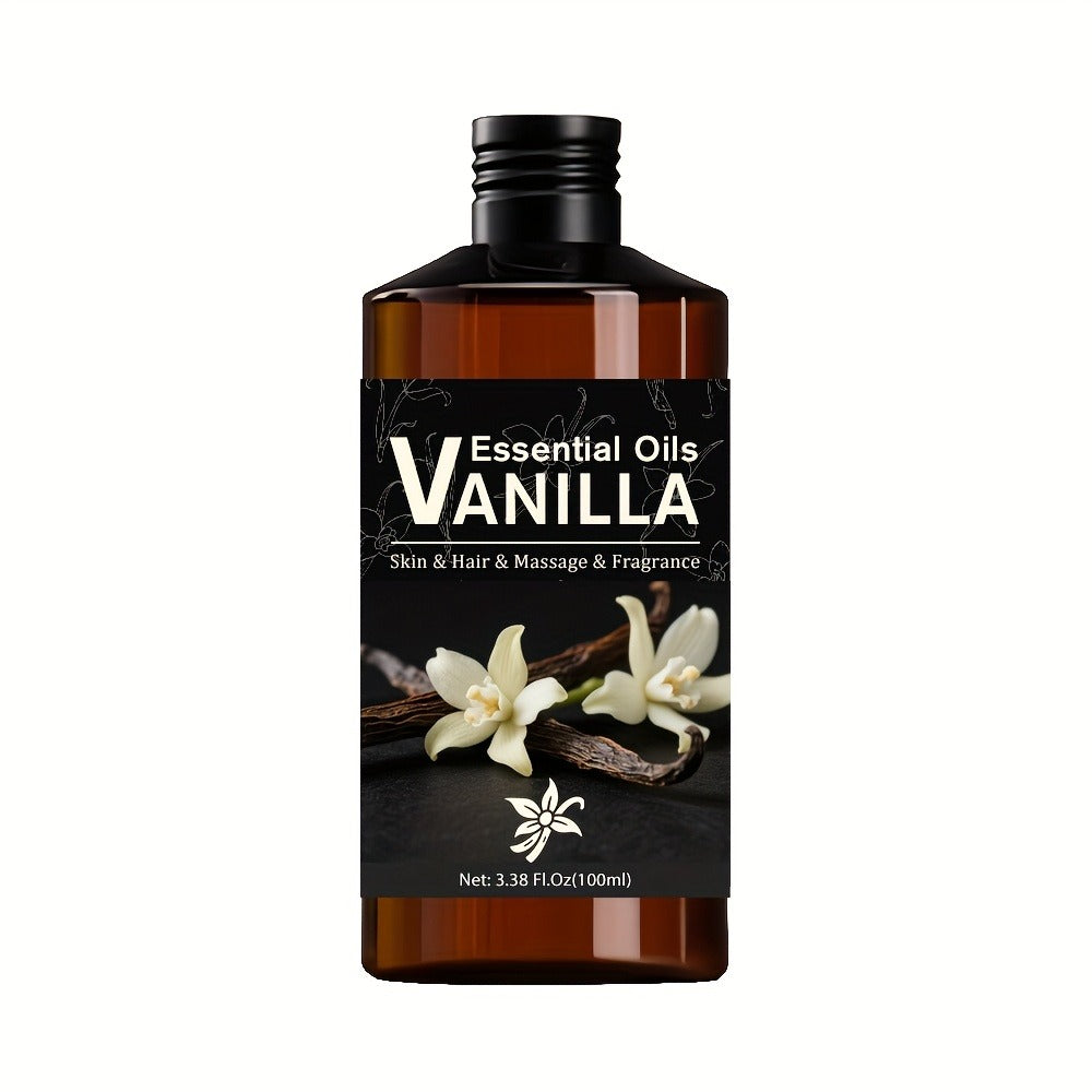 3.38oz Vanilla Essential Oil - Premium Essential Oil for Home Use, Thinking Partner - Suitable for Skin, Massage, Yoga, Meditation, Work Gift, Perfect Christmas Gift