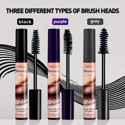 Waterproof Mascara Set 3pcs — Lengthening Volumizing Curling Mascara with 3 Brush Heads (Sea Urchin, Spiral, Conical), Long-Lasting Sweatproof Humidity-Resistant Eye Makeup