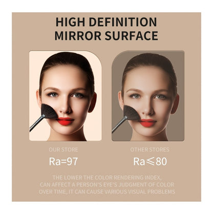 LED Makeup Mirror Folding with Touch Screen - USB Rechargeable Portable Vanity Mirror, Tri-Color Dimmable Lighting, Travel Desk Tabletop Use, Square or Round, Pink or White