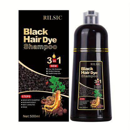 Hair Color Shampoo 3-in-1 Ammonia-Free Gray Coverage Natural Herbal Dye Works in Minutes 30-Day Lasting Color 16.91oz for Men & Women All Hair Types