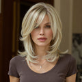 Chemical Fiber Wig Mechanism Head Covers Women's Mixed Platinum Blonde Short Straight Rose Mesh Cap