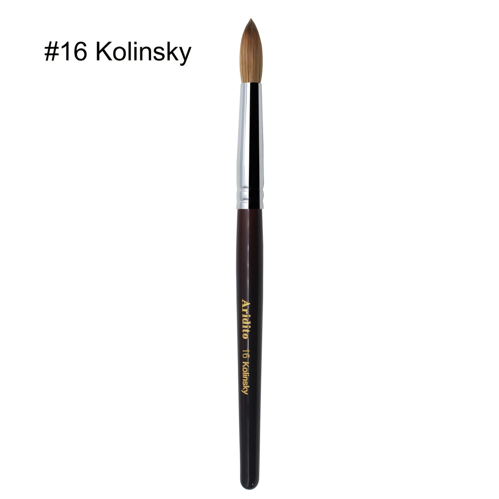 Aridito Round Head Kolinsky Acrylic Nail Art Brush Red Wine Color Wooden Handle for Professional Manicure Home Salon (Size 8 10 12 14)