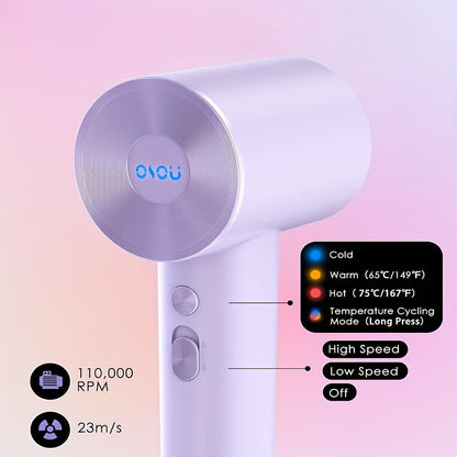 High-Speed Ionic Hair Dryer 110,000 RPM Brushless Motor — 500 Million Negative Ions, Ultra-Lightweight & Quiet Blow Dryer for Women, Smart Temp Control, Travel & Home