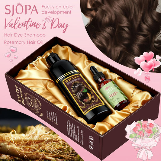 Hair Dye Kit, Hair Color Shampoo for Both Men And Women, 500Ml Hair Dye Shampoo 3 in 1, 0.03/1.01 Oz Rosemary Hair Care Oil, Gentle on The Skin, Natural And Safe Formula, Quick Coloring Hair Dye Oil Combination, Shampoo for Dyeing Hair