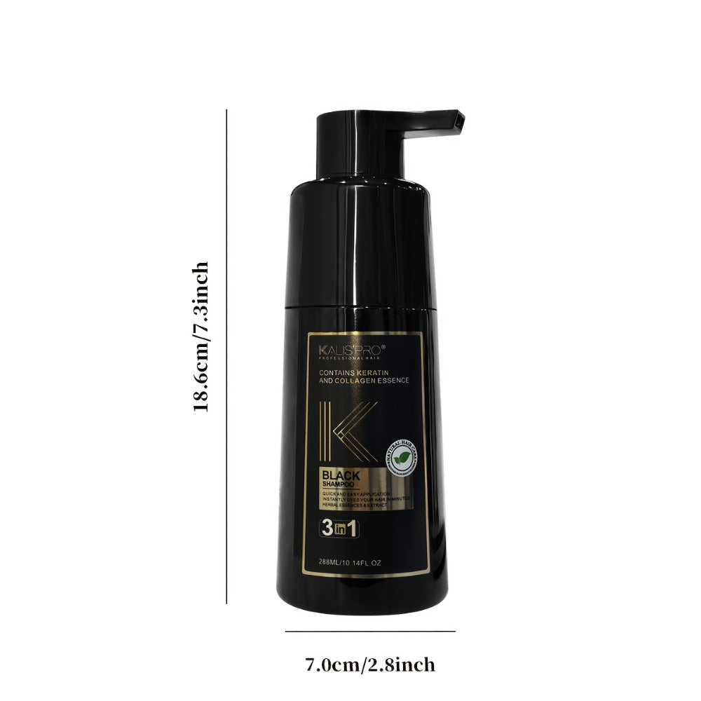 Hair & Beard Dye Shampoo for Men 3-in-1 Black — 8-Minute Gray Coverage, Ammonia-Free, Long-Lasting Natural Color, Quick & Easy Application, 10 oz, 1 & 2 Pack Options