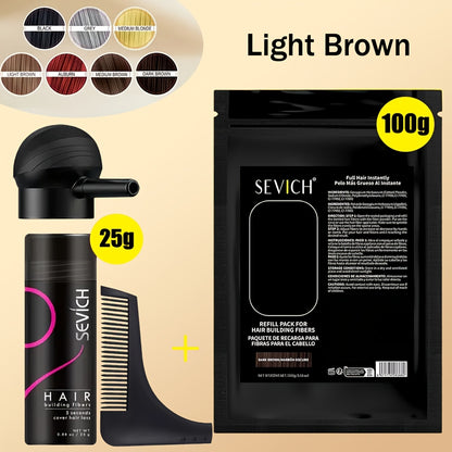Hair Thickening Fibers Set 2-in-1 with Applicator - Natural Volume & Fuller Look for Thinning Hair, All Hair Types, 8 Colors, 3pcs or 4pcs Set
