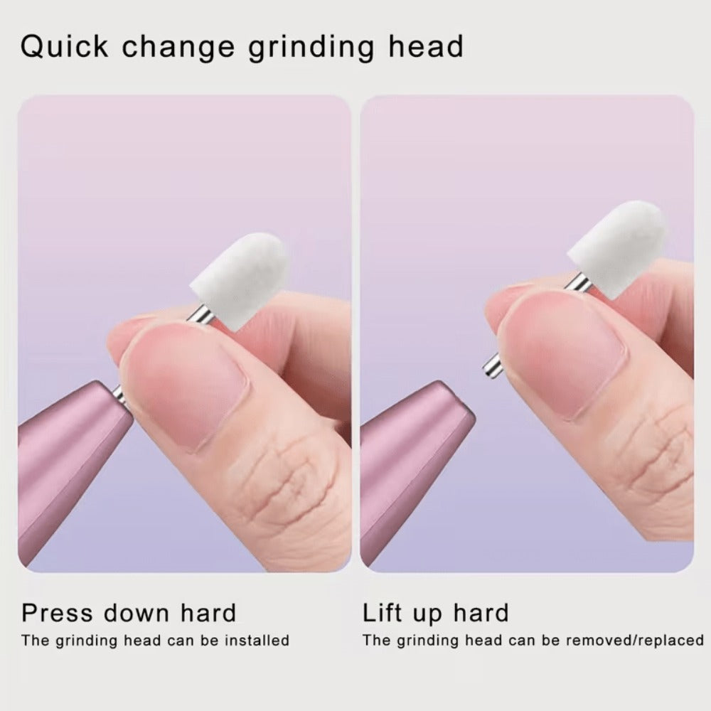 Portable Electric Nail Grinder, Acrylic Nail Set, Professional Nail Polish Kit with Variable Speed Electric Nail File Tool Suitable for Gel Nails, Includes 11 Interchangeable Heads for Pedicure Polishing And Removal