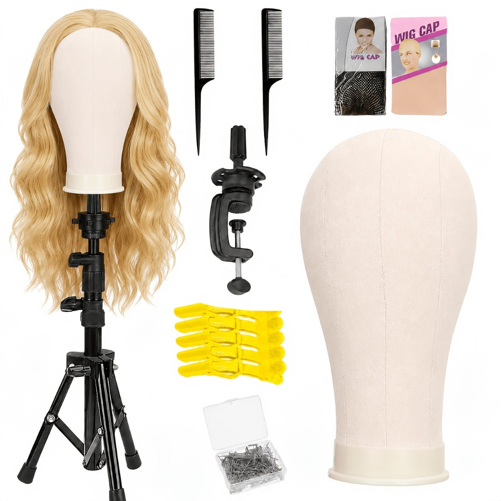 Mannequin Head with Adjustable Wig Stand Set - 22 Inch Reinforced Manikin Head for Wigs Cosmetology Hair Styling Practice Pink Black White