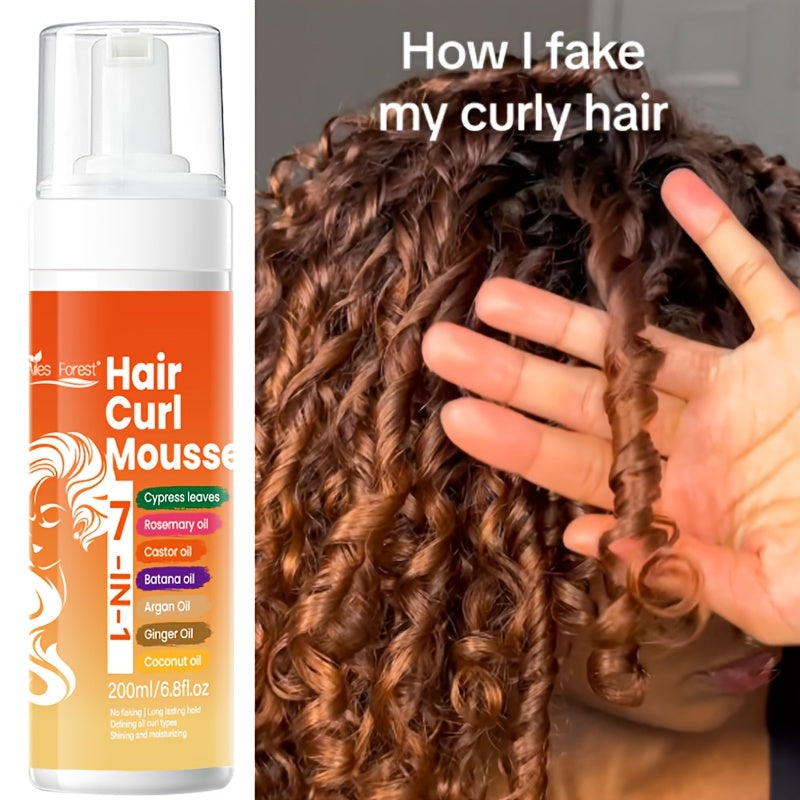 Curly Hair Foam 6.76oz, Natural Fluffy, Moisturizing And Smoothing Hairdressing Agent, Creating Soft Fluffy Elastic Curly Hair, Hair Care for Men And Women, Suitable for All Hairstyles, Beauty Tools Gifts for Valentine's Day, New Year Gifts for Her