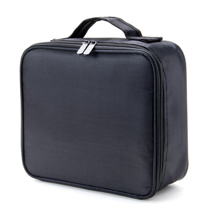 Large Capacity Makeup Bag Women Travel Toiletry Case Durable Fabric Cosmetic Organizer Sturdy Handle Easy Clean Lining for Brushes Lipstick Skincare Beauty Storage Pouch Black 10.24x9.06in