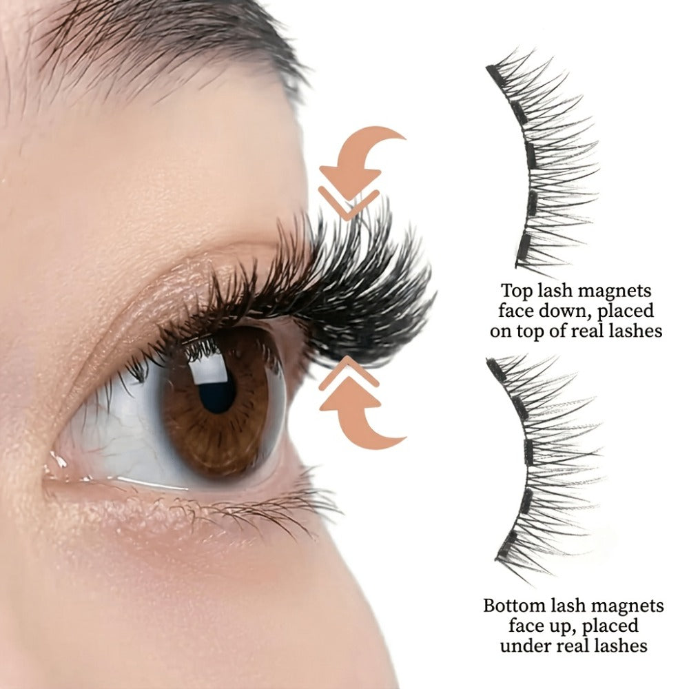 8pcs Magnetic False Eyelashes Set, Natural Makeup Effect, No Glue Needed, Reusable Double Magnetic Lashes with Applicator, Suitable for Parties, Travel, Daily Use, Includes Tweezers, Gift for Mom